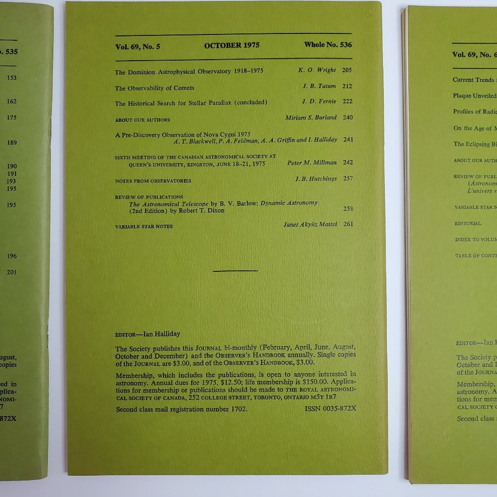 Vintage Journals of the Royal Astronomical Society of Canada Volume Set 69 1975 - Picture 8 of 11